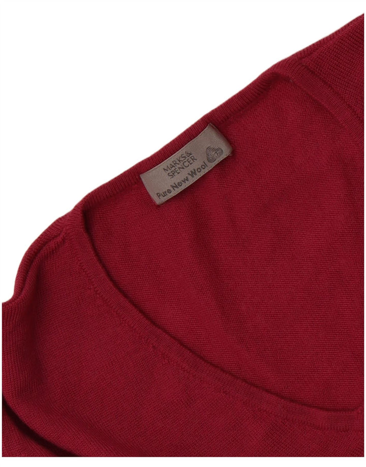 Marks & Spencer Womens V-Neck Jumper Sweater UK 14 Medium Pink New Wool