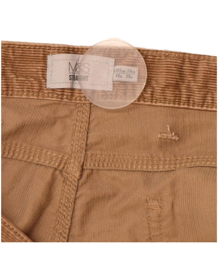 MARKS & SPENCER Mens Straight Corduroy Trousers W40 L29 Beige Cotton