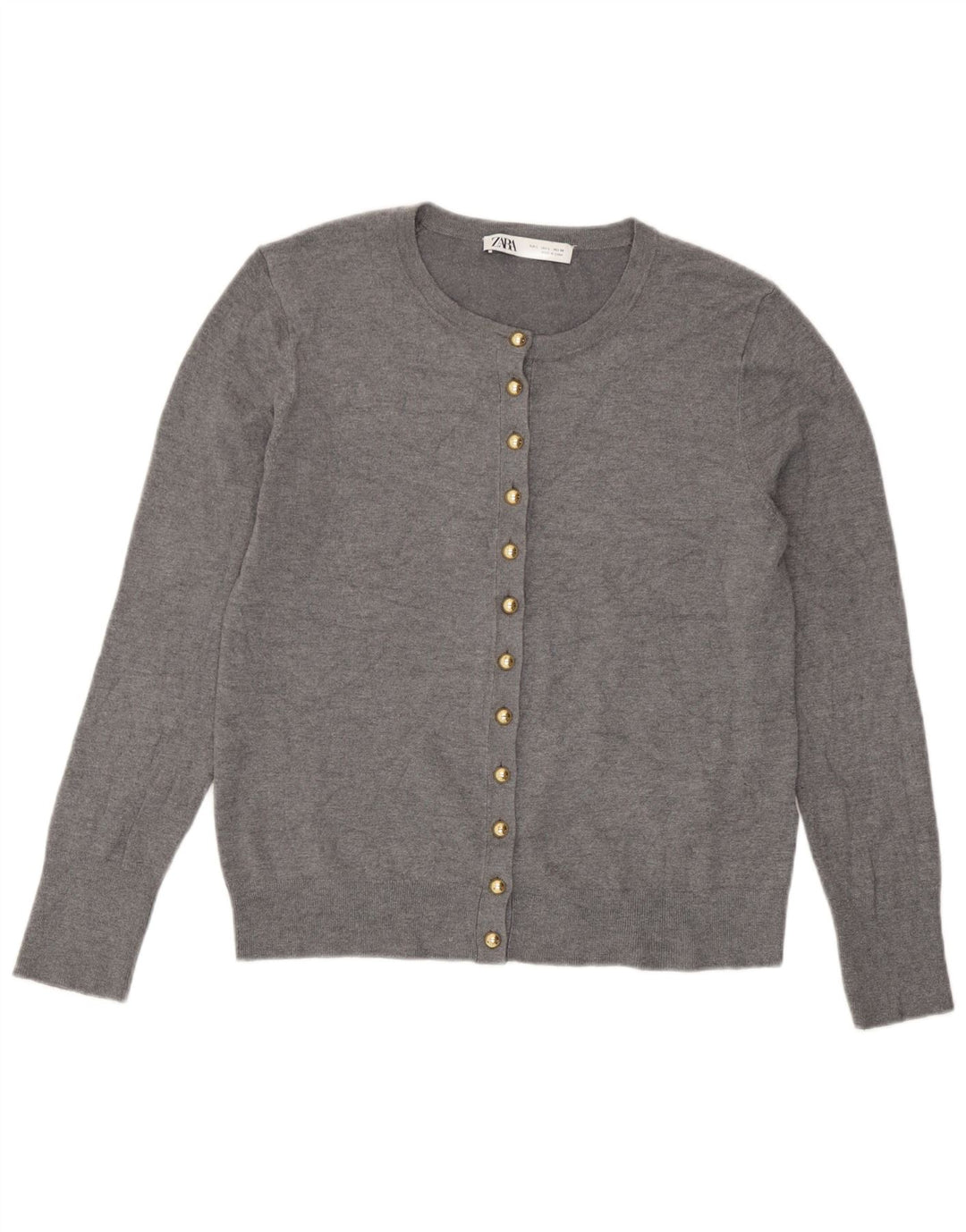 Zara Womens Cardigan Sweater UK 14 Large Grey Flecked Viscose