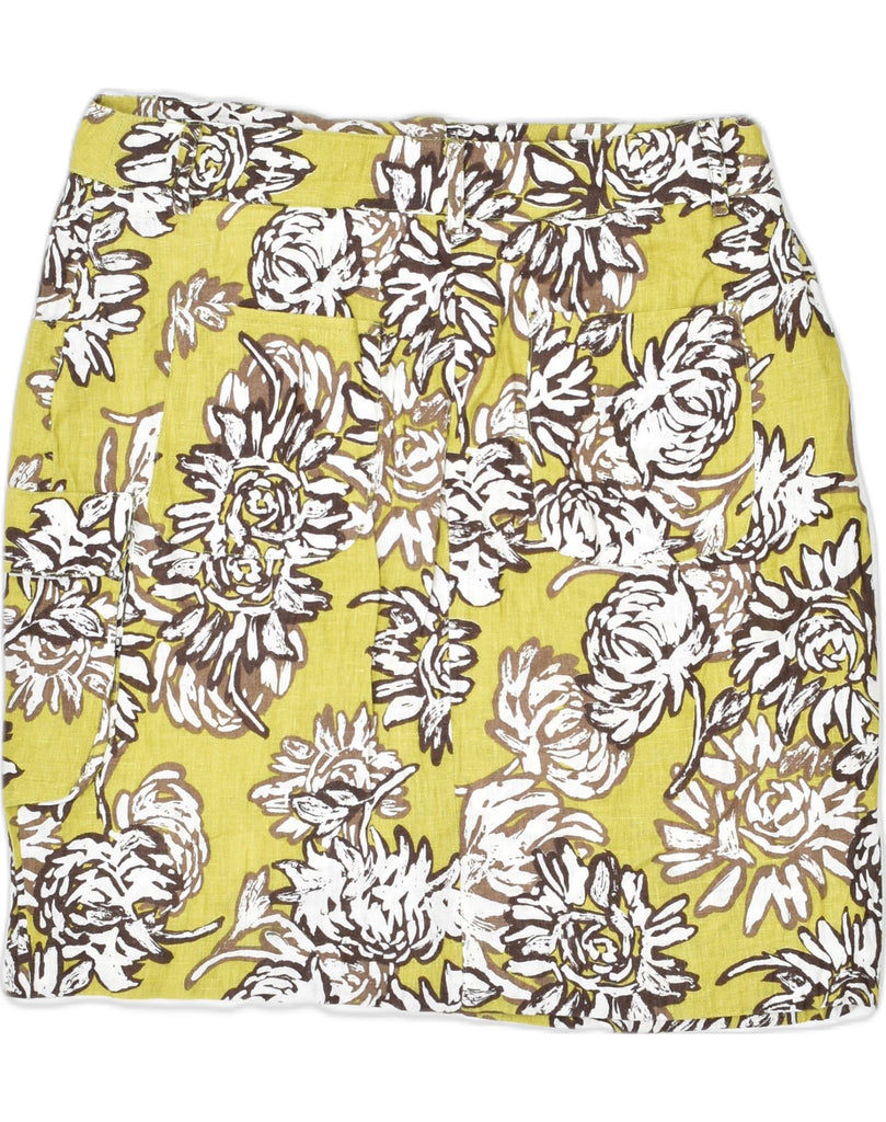 VINTAGE Womens Straight Skirt W34 Large Yellow Floral | Vintage Vintage | Thrift | Second-Hand Vintage | Used Clothing | Messina Hembry 