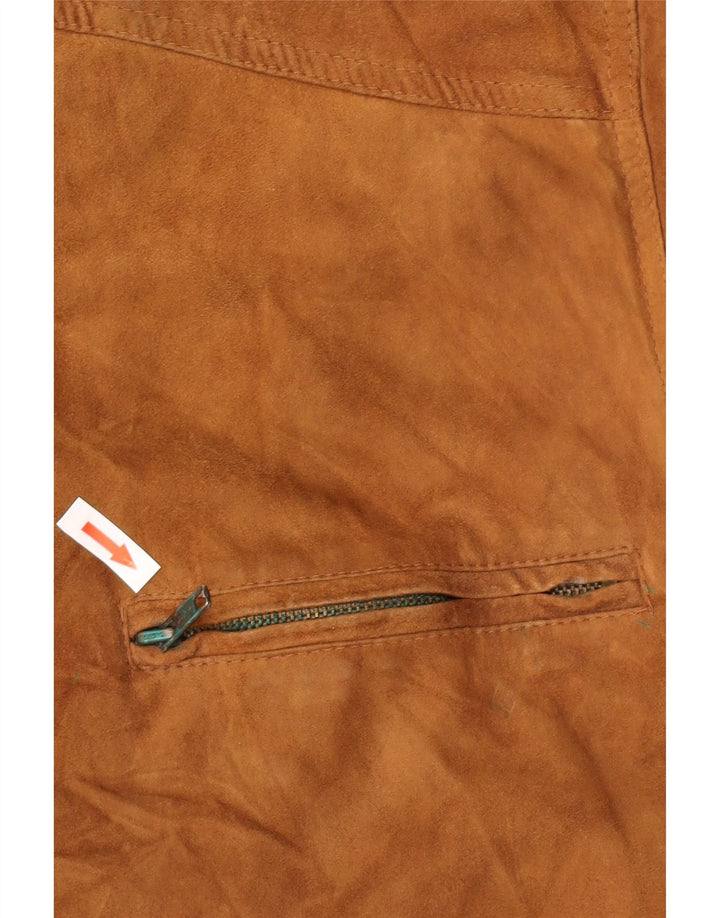 Vintage Mens Suede Bomber Jacket UK 38 Medium Brown Leather
