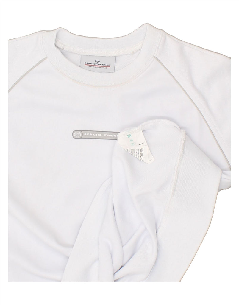 SERGIO TACCHINI Womens Graphic Sweatshirt Jumper IT 44 Medium White | Vintage Sergio Tacchini | Thrift | Second-Hand Sergio Tacchini | Used Clothing | Messina Hembry 