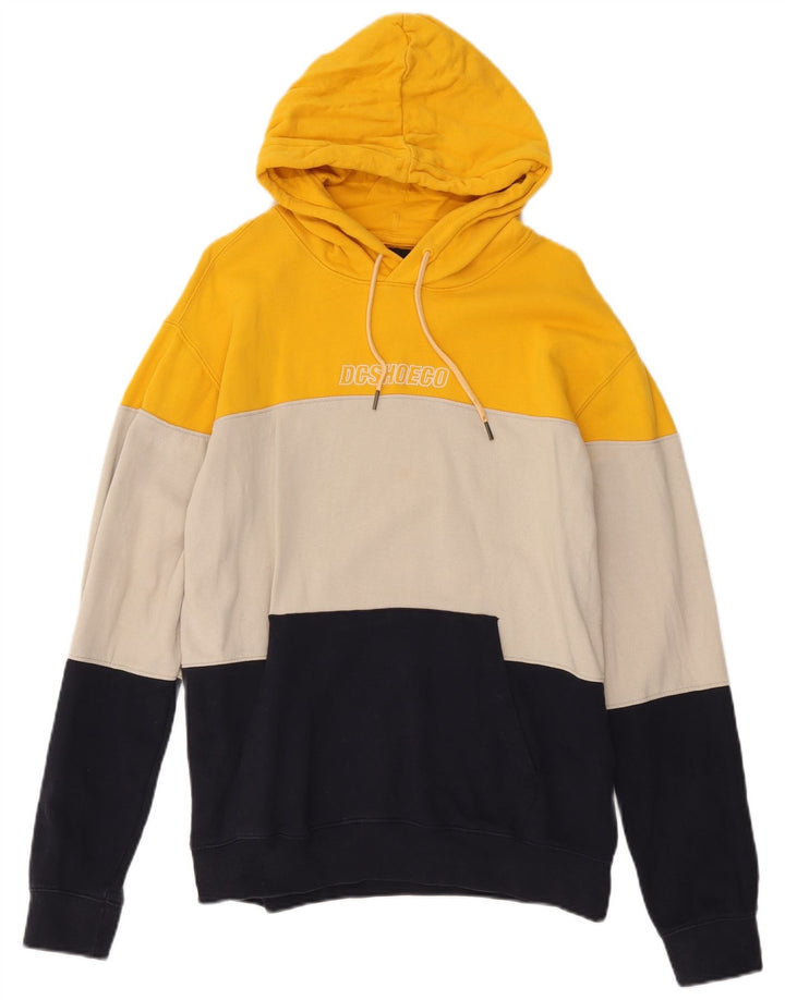 DC Mens Hoodie Jumper Large Multicoloured Colourblock Cotton