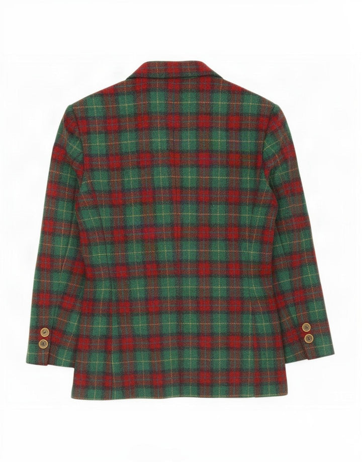 Vintage Womens 3 Button Blazer Jacket IT 46 Large Green Check