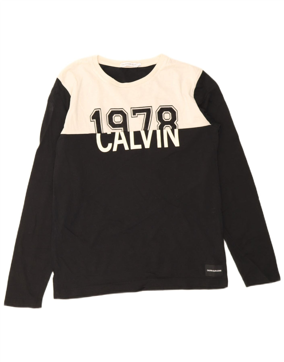 Calvin Klein Jeans Boys Graphic Top Long Sleeve 15-16 Years Black