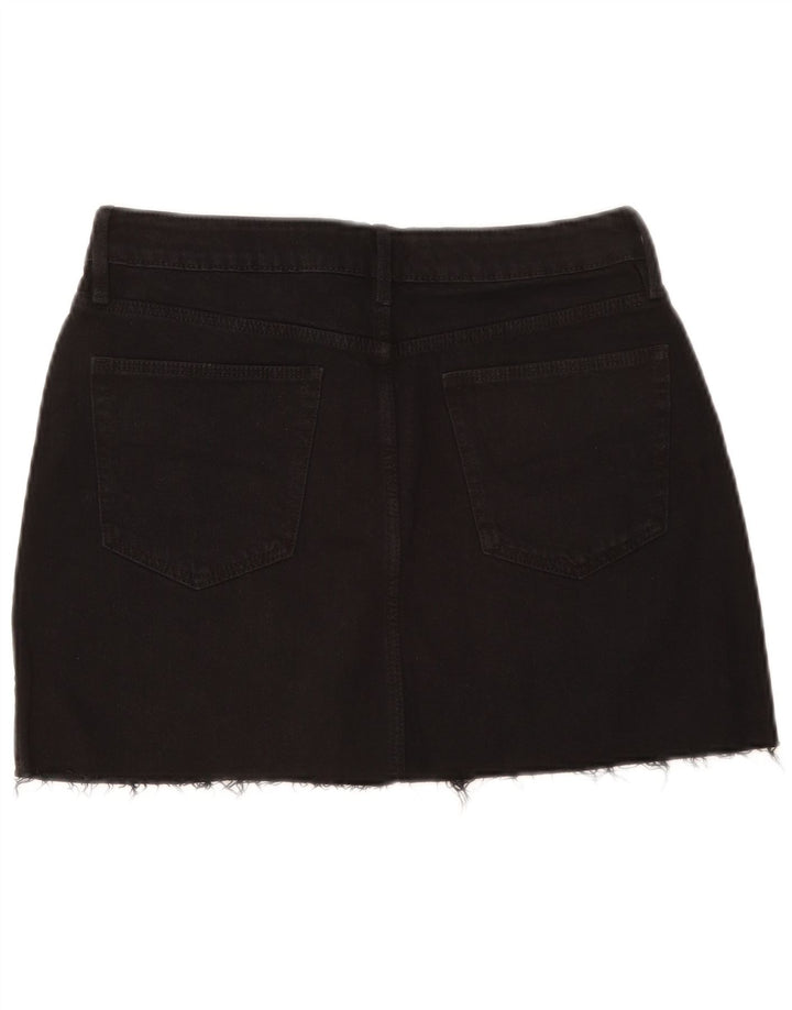 Zara Womens Denim Skirt Large W30 Black Cotton