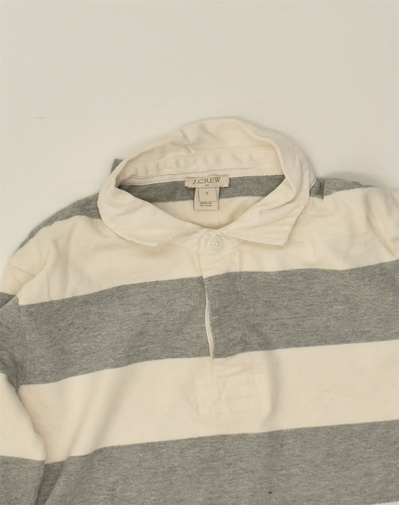 J. CREW Mens Long Sleeve Polo Shirt Small Grey Striped Cotton | Vintage J. Crew | Thrift | Second-Hand J. Crew | Used Clothing | Messina Hembry 