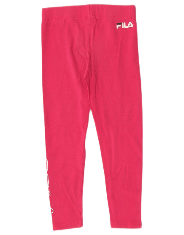 Fila Girls Graphic Leggings 7-8 Years Pink Cotton