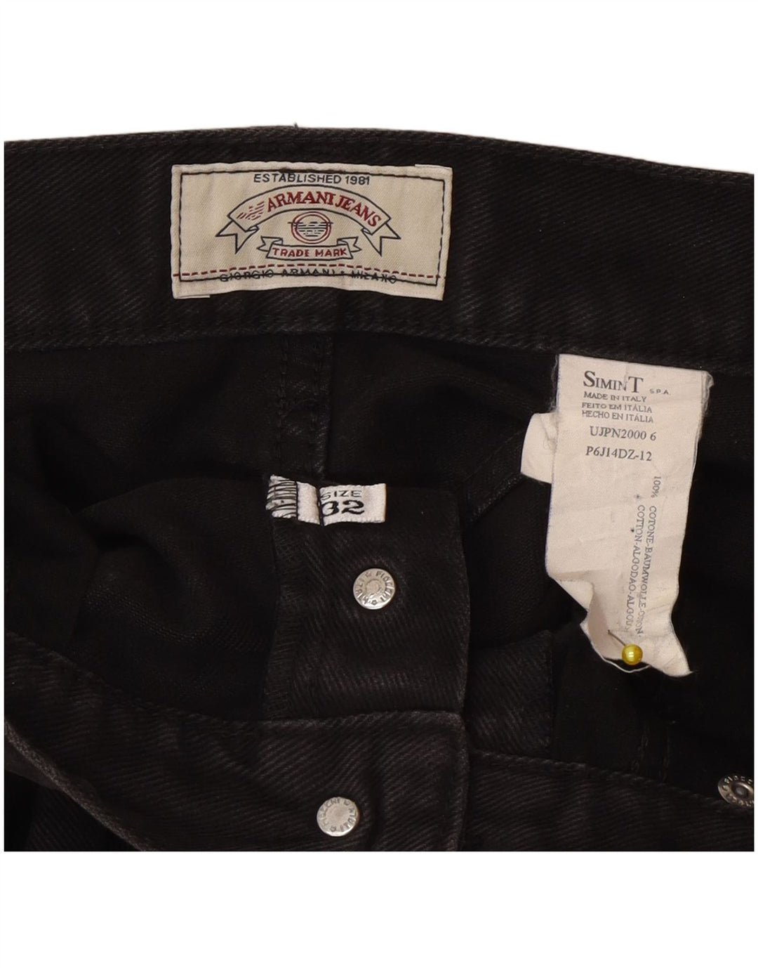 Armani Mens Straight Jeans W32 L28 Black Cotton