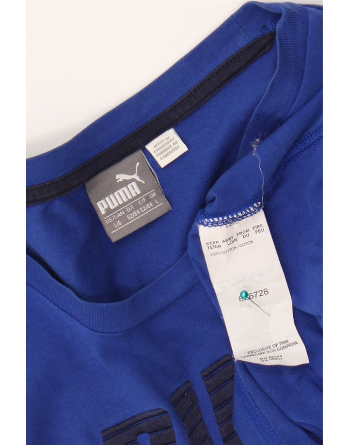 Puma Mens Graphic T-Shirt Top Large Blue Cotton