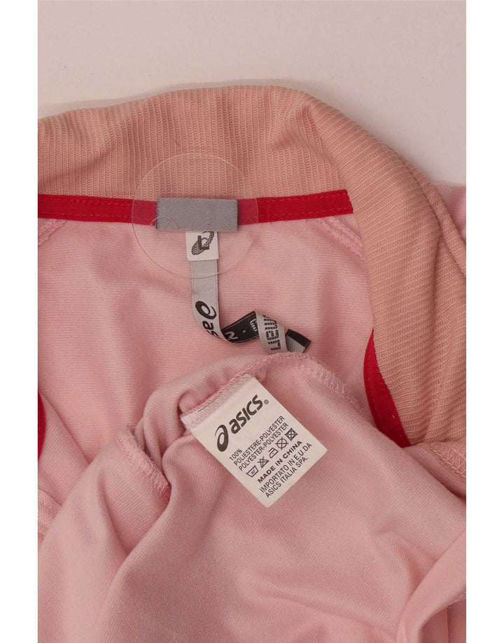 Asics Womens Tracksuit Top Jacket UK 16 Large Pink Colourblock Polyester