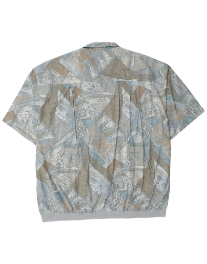 CANDA Mens Abstract Pattern Short Sleeve Pullover Shirt 2XL Blue Viscose