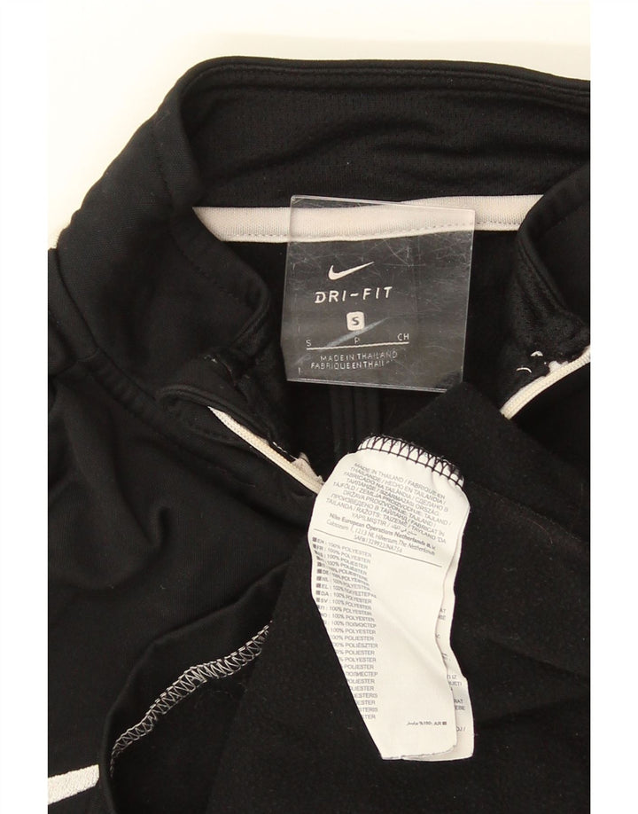 Nike Mens Dri Fit Zip Neck Sweatshirt Jumper Small Black Colourblock