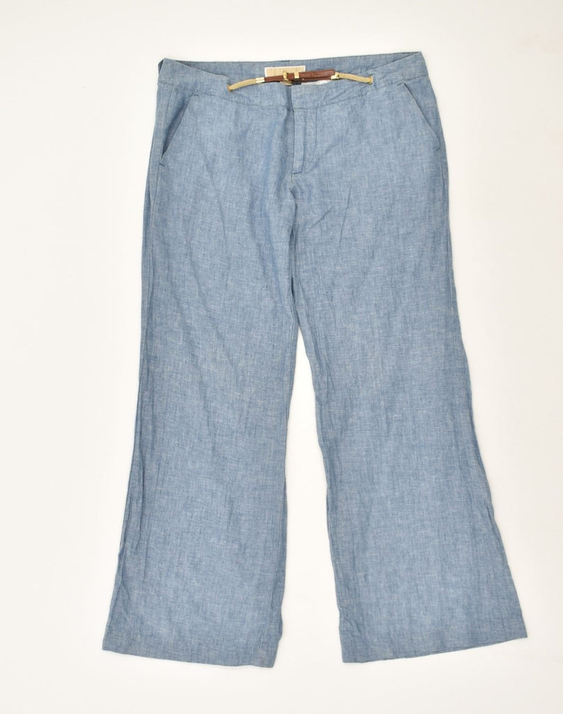 MICHAEL KORS Womens Wide Leg Chino Trousers US 6 Medium W32 L32 Blue Linen | Vintage Michael Kors | Thrift | Second-Hand Michael Kors | Used Clothing | Messina Hembry 