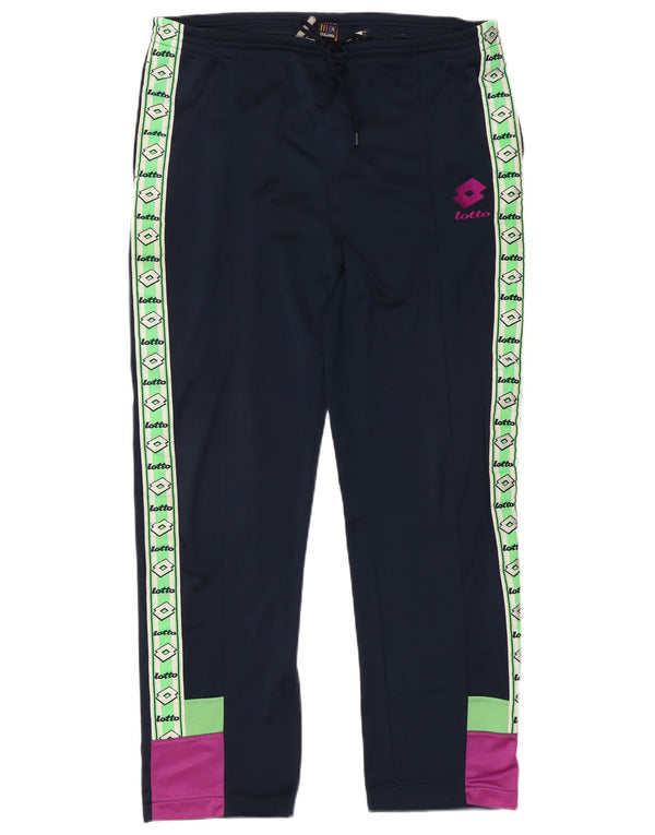 Lotto Mens Graphic Tracksuit Trousers Large Navy Blue Colourblock
