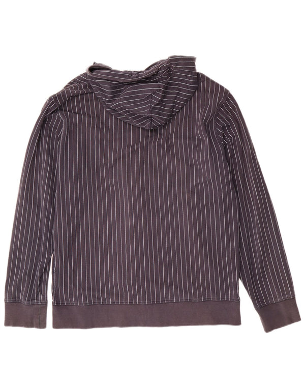 Carrera Mens Zip Hoodie Sweater Large Navy Blue Pinstripe Cotton