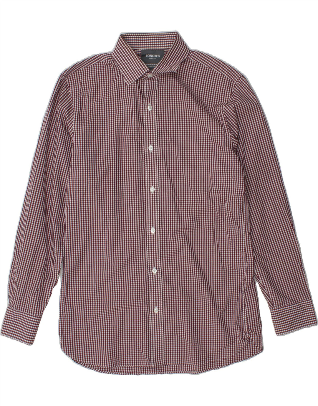 BONOBOS Mens Tailored Slim Fit Shirt Size 15 1/2 Medium Red Gingham Cotton Vintage BONOBOS and Second-Hand BONOBOS from Messina Hembry 