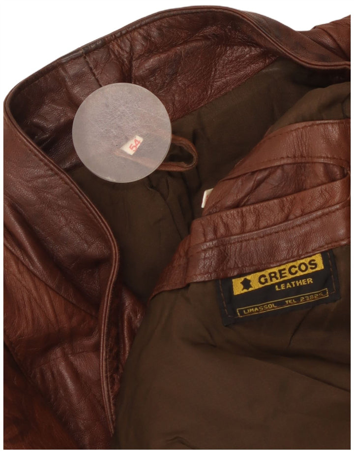 Vintage Mens Leather Jacket IT 54 2XL Brown Leather