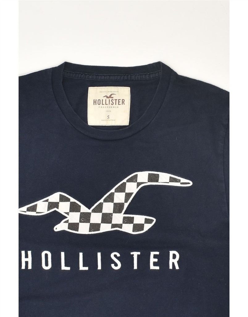 HOLLISTER Womens Graphic T-Shirt Top UK 10 Small Navy Blue Cotton | Vintage Hollister | Thrift | Second-Hand Hollister | Used Clothing | Messina Hembry 