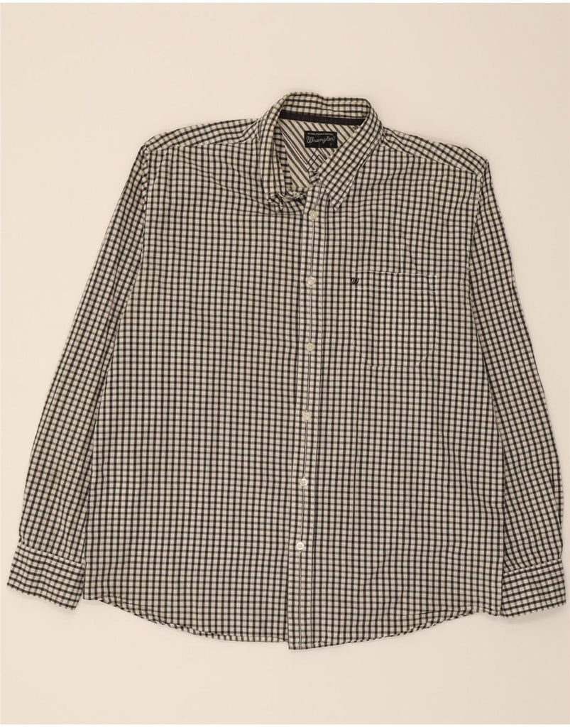 WRANGLER Mens Shirt Large Navy Blue Check Cotton Vintage Wrangler and Second-Hand Wrangler from Messina Hembry 
