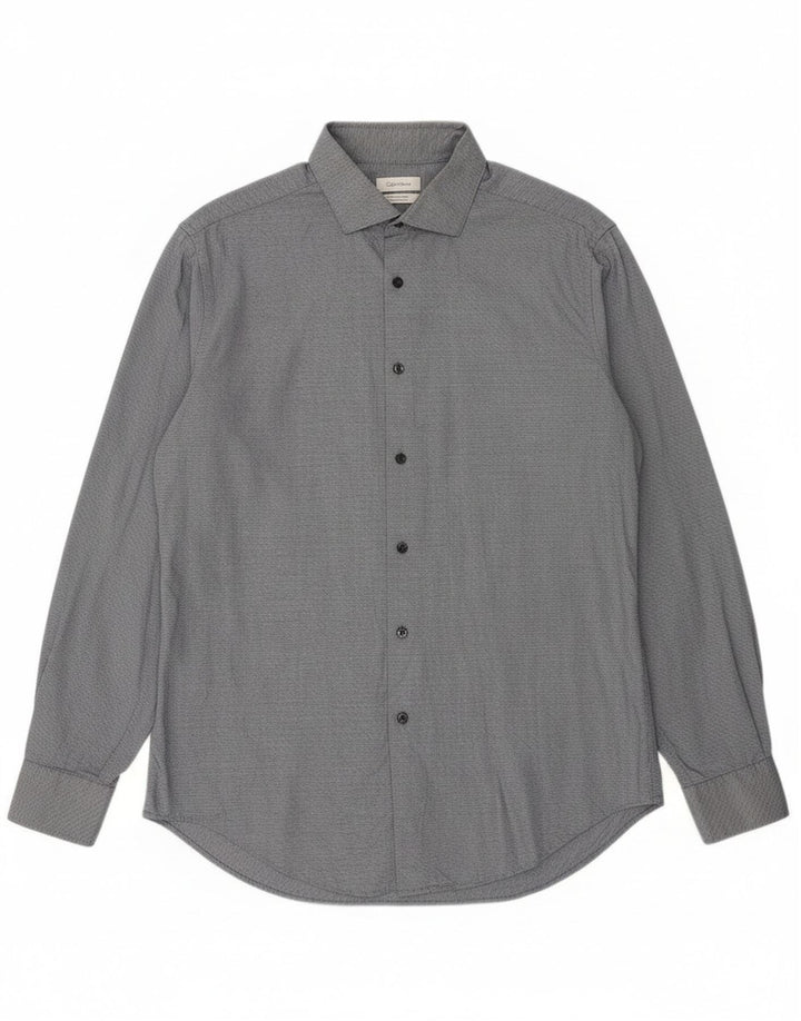 Calvin Klein Mens Slim Fit Shirt Large Navy Blue Geometric