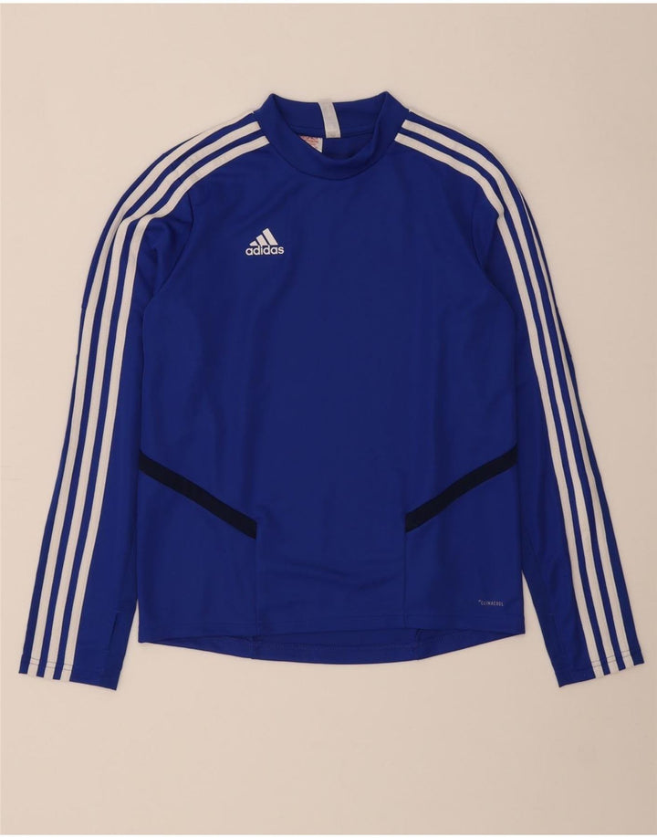 ADIDAS Boys Climalite Top Long Sleeve 11-12 Years Blue Polyester Vintage Adidas and Second-Hand Adidas from Messina Hembry 