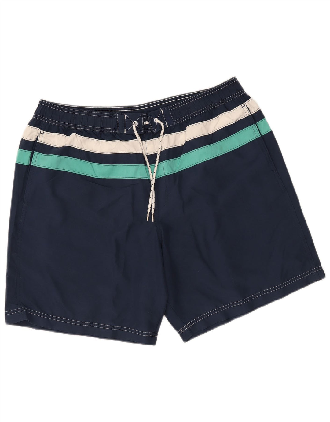 Marks & Spencer Mens Swimming Shorts XL  Navy Blue Striped Polyester