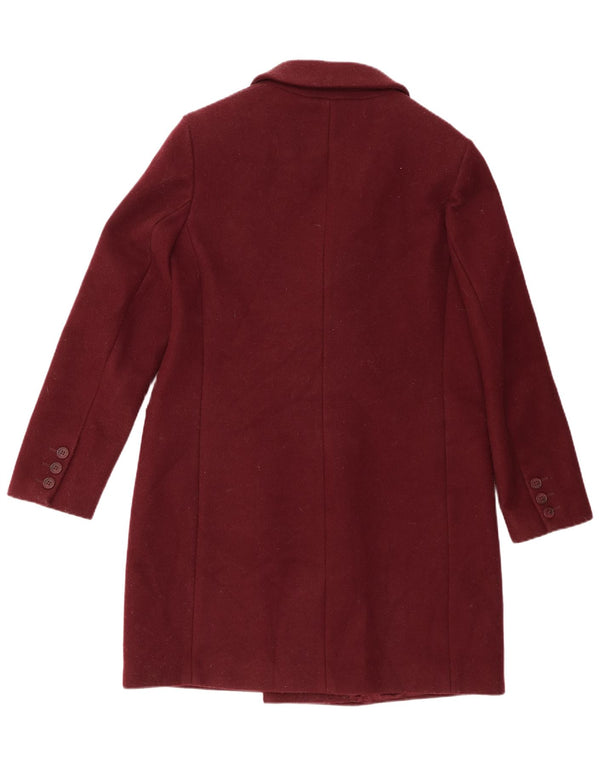 Oasis Womens Double Breasted Coat UK 16 Large Burgundy Polyester