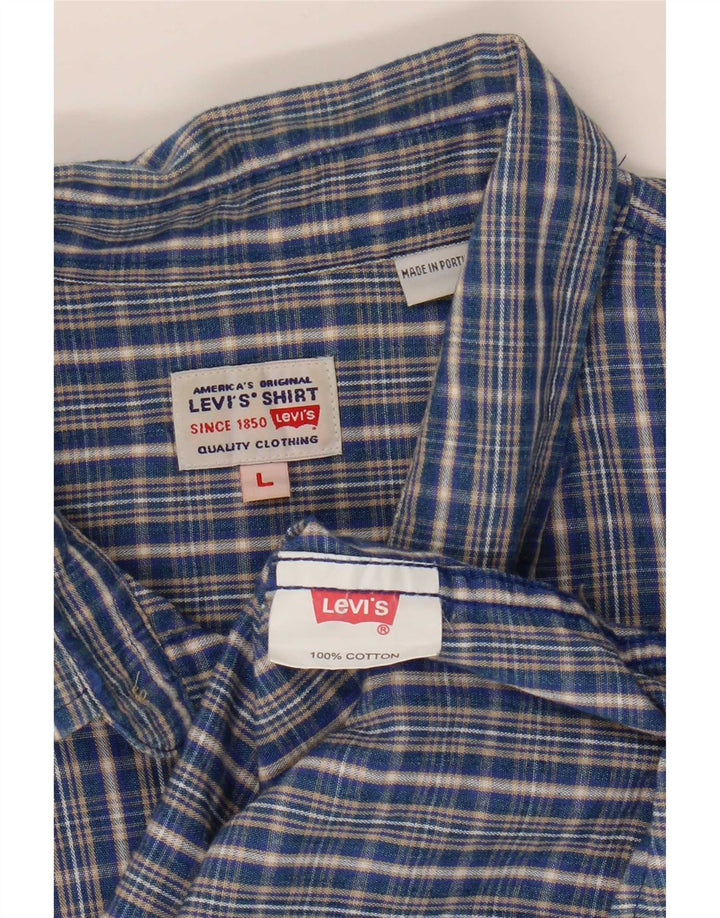 Levi's Mens Shirt Large Blue Check Cotton
