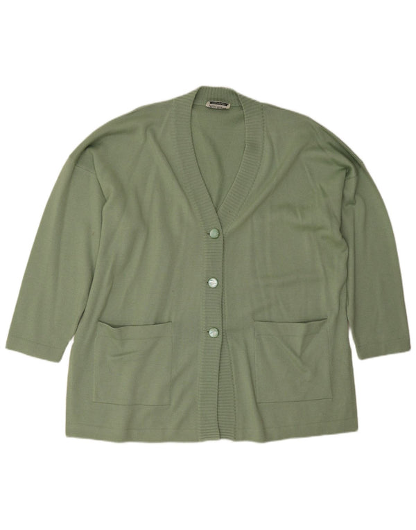 Luisa Spagnoli Womens Cardigan Sweater UK 20 2XL Khaki Wool