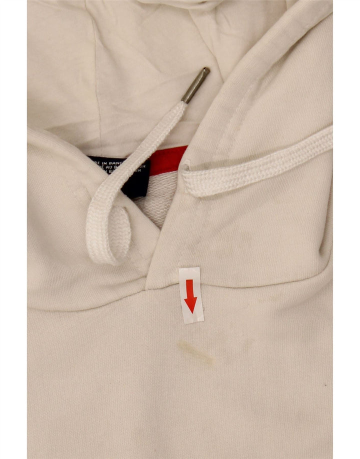 Champion Mens Graphic Hoodie Jumper Small Beige Cotton