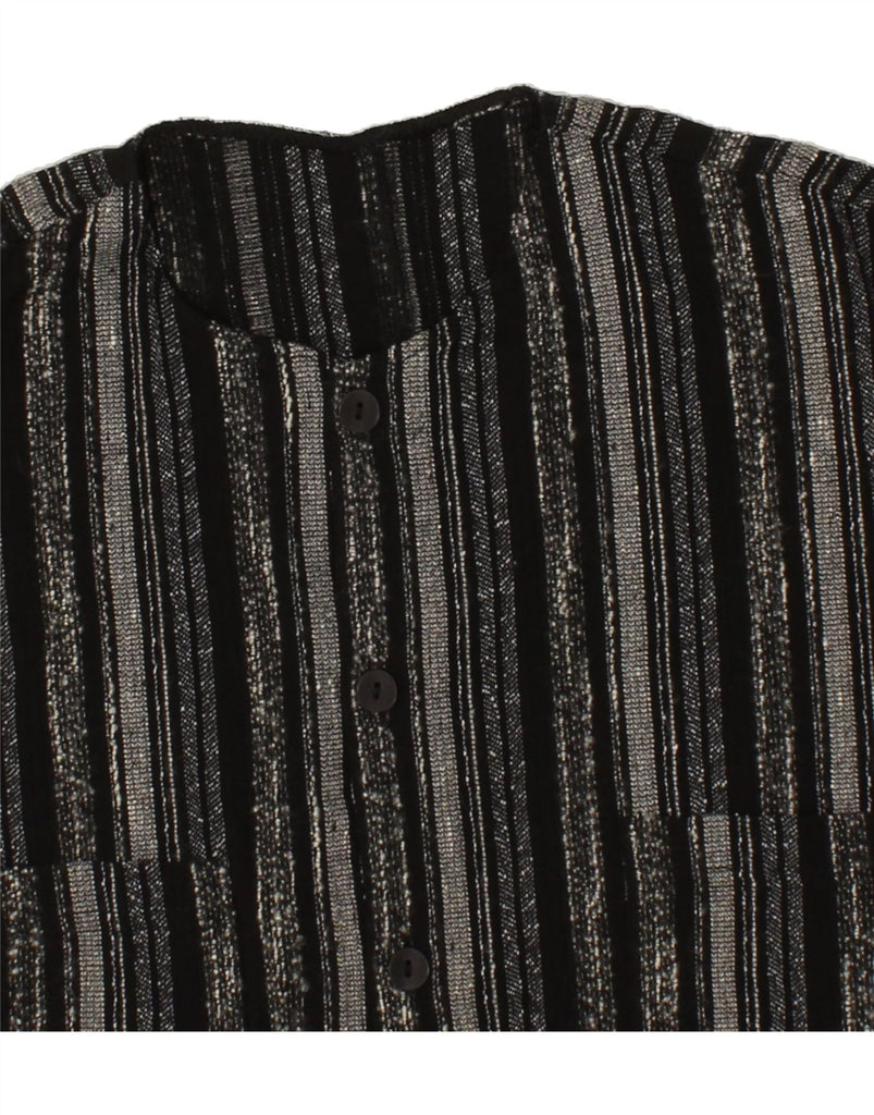VINTAGE Womens Shirt UK 14 Medium Black Striped Viscose Vintage Vintage and Second-Hand Vintage from Messina Hembry 