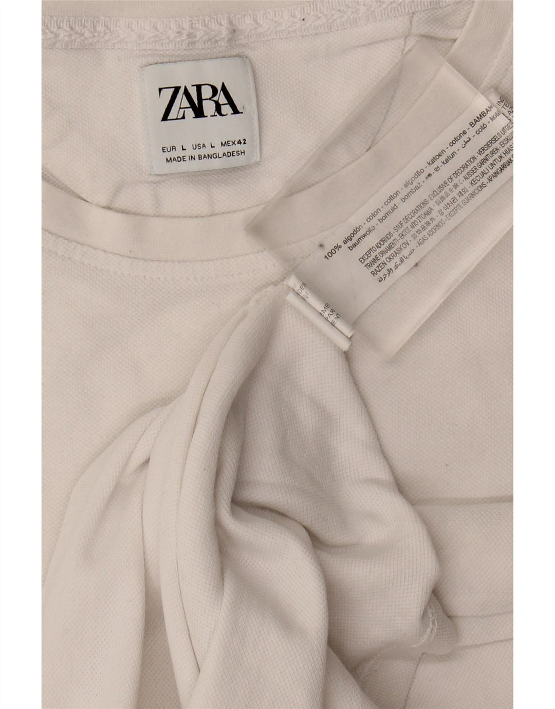 ZARA Womens T-Shirt Top UK 16 Large White Cotton