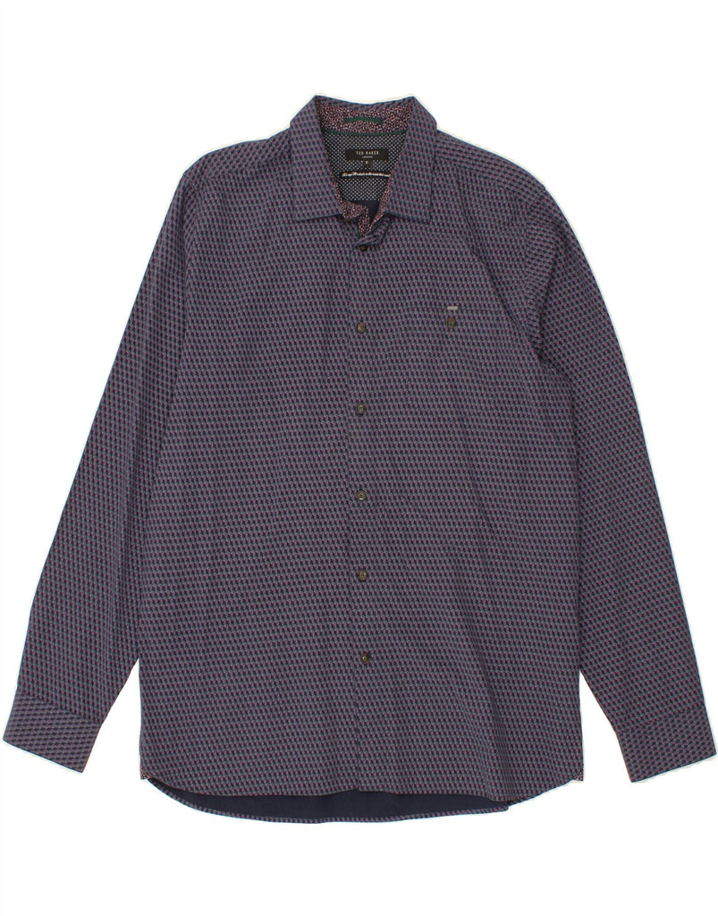 TED BAKER Mens Shirt Size 5 XL Purple Geometric Cotton Vintage Ted Baker and Second-Hand Ted Baker from Messina Hembry 