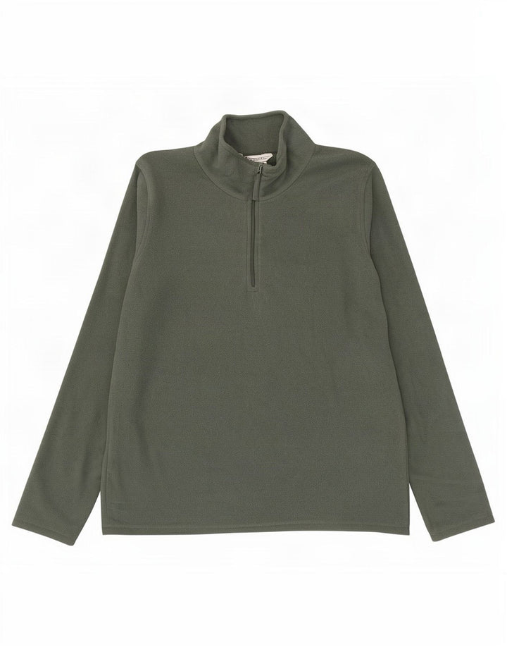 Mountain Warehouse Womens Zip Neck Fleece Jumper UK 14 Medium Khaki