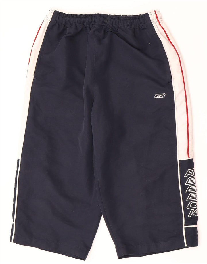 Reebok Mens Graphic Bermuda Sport Shorts Small Navy Blue Colourblock