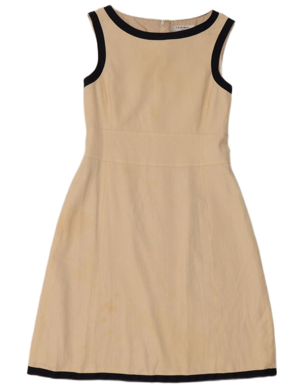 L.K. Bennett Womens Sleeveless A-Line Dress UK 12 Medium Beige Colourblock