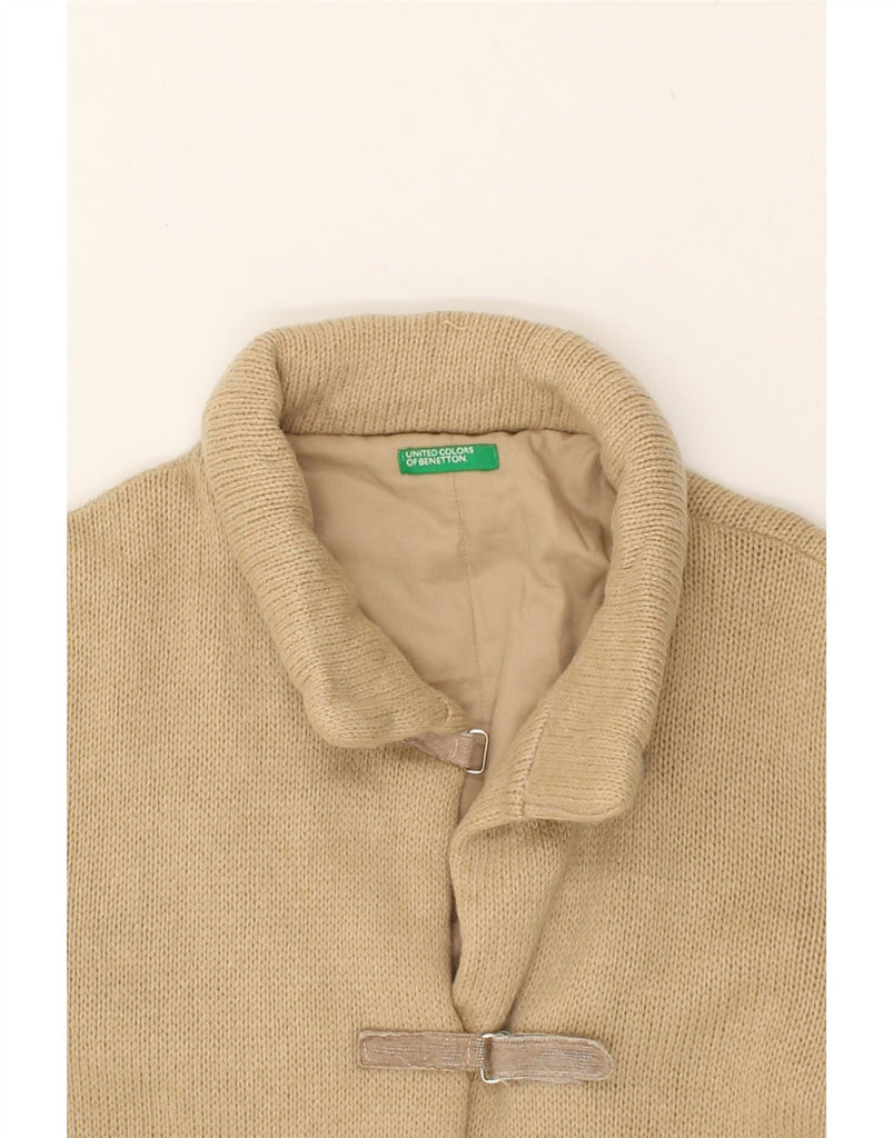 BENETTON Womens Knit Bomber Jacket UK 14 Large Beige | Vintage Benetton | Thrift | Second-Hand Benetton | Used Clothing | Messina Hembry 