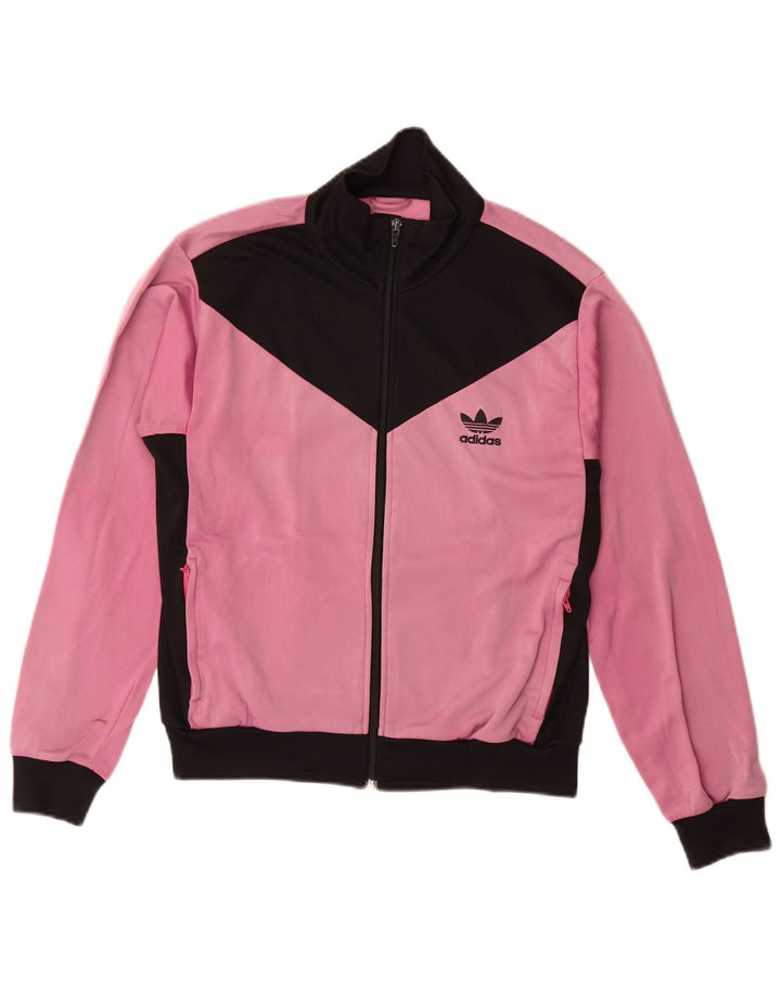 Adidas Womens Tracksuit Top Jacket EU 40 Medium Pink Colourblock Polyamide