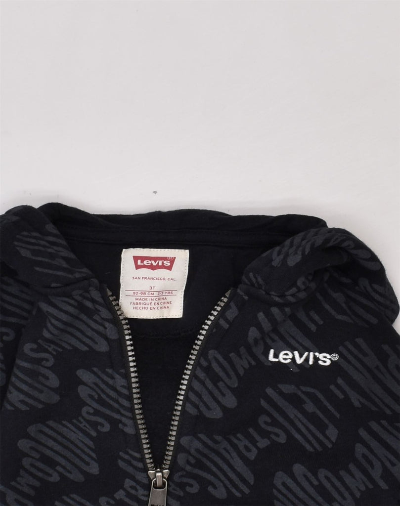 LEVI'S Boys Graphic Zip Hoodie Sweater 2-3 Years Black Cotton | Vintage Levi's | Thrift | Second-Hand Levi's | Used Clothing | Messina Hembry 