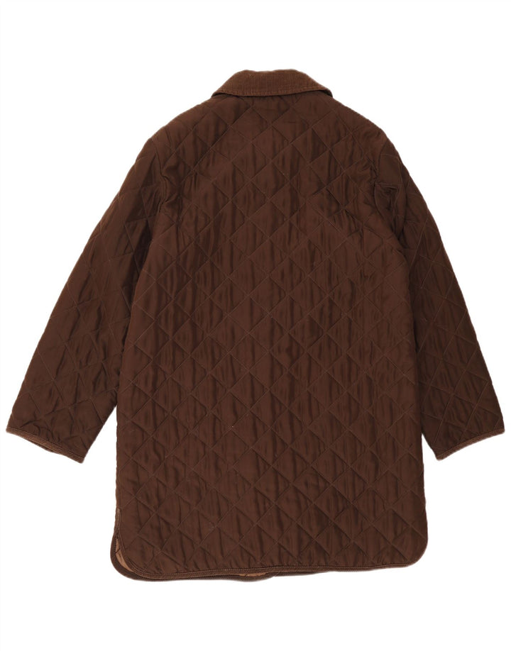 Les Copains Womens Quilted Overcoat IT 42 Medium Brown Acetate