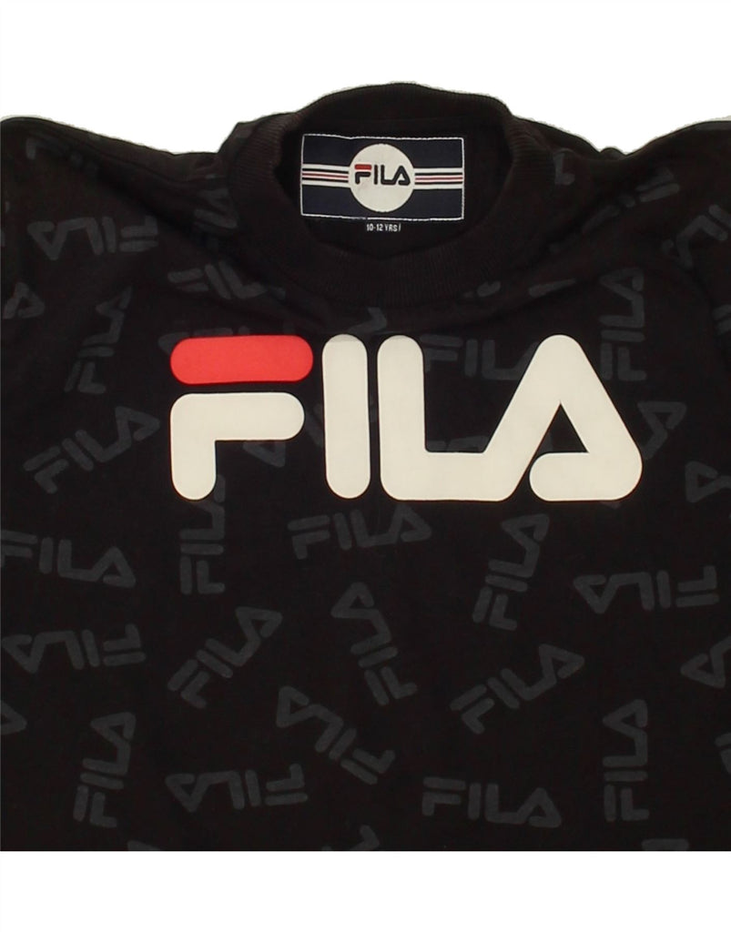 FILA Boys Graphic T-Shirt Top 10-11 Years Black Cotton | Vintage Fila | Thrift | Second-Hand Fila | Used Clothing | Messina Hembry 