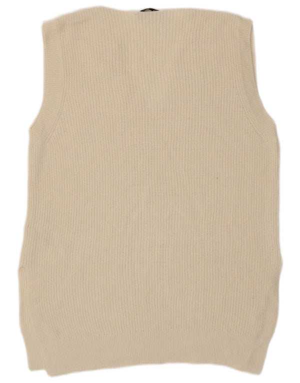 Zara Mens Vest Tank Top Small Beige Cotton