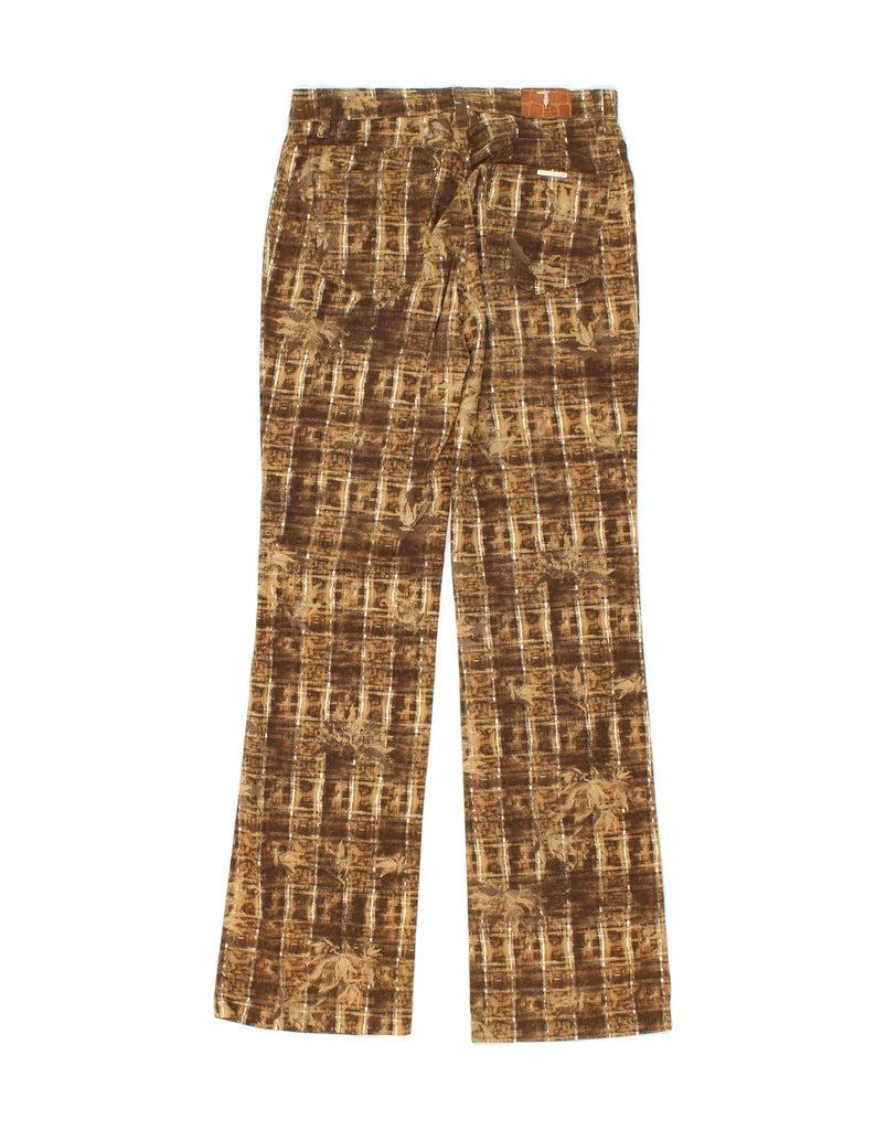 TRUSSARDI Womens Bootcut Casual Trousers W25 L31  Brown Floral Nature | Vintage Trussardi | Thrift | Second-Hand Trussardi | Used Clothing | Messina Hembry 