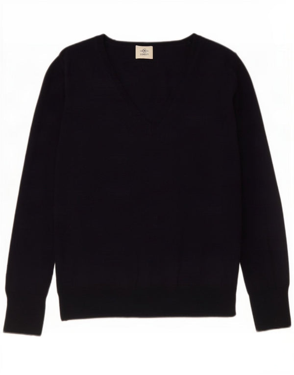 Cerruti 1881 Womens Boat Neck Jumper Sweater UK 14 Large Navy Blue Wool