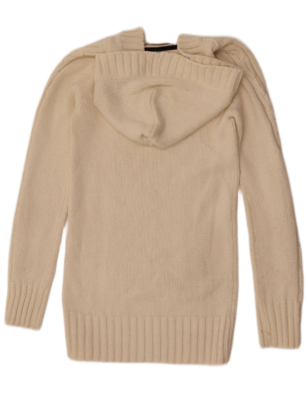 Zara Womens Hooded Jumper Sweater UK 12 Medium Off White