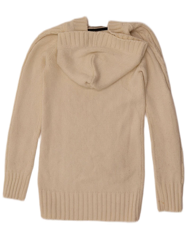 Zara Womens Hooded Jumper Sweater UK 12 Medium Off White