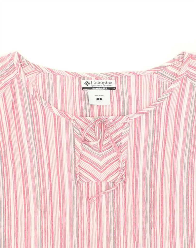 COLUMBIA Womens Blouse Top UK 10 Small Pink Striped Cotton | Vintage Columbia | Thrift | Second-Hand Columbia | Used Clothing | Messina Hembry 