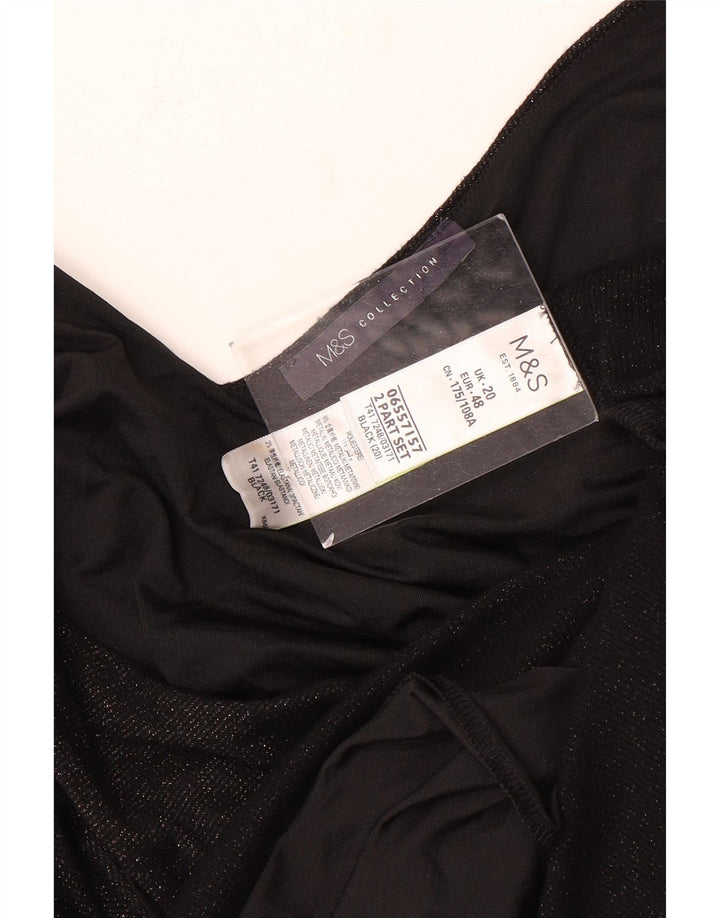 Marks & Spencer Womens Sleeveless Blouse Top UK 20 2XL Black Viscose
