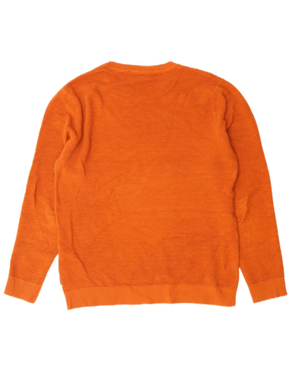 Jack & Jones Mens Crew Neck Jumper Sweater Large Orange Cotton